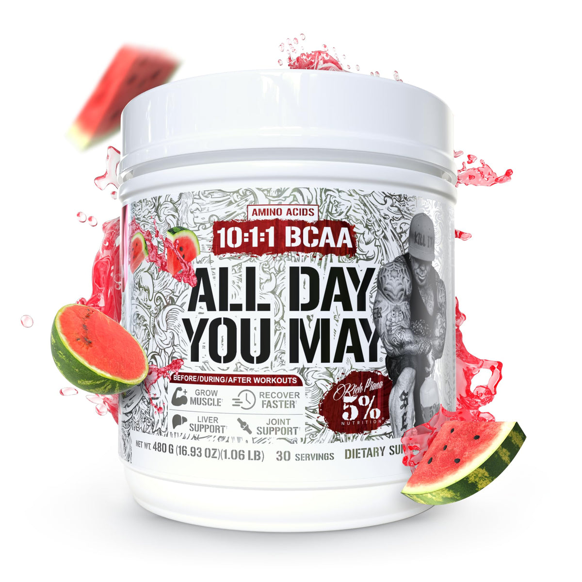 5% Nutrition AllDayYouMay Poudre BCAA 531g avec ingrédients