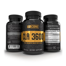 5% Nutrition Core CLA 3600 gélules sur un fond blanc
