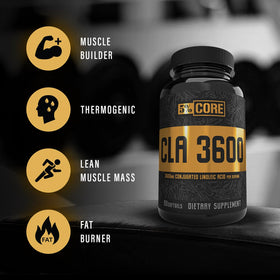 5% Nutrition Core CLA 3600 gélules sur une table