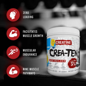 5% Nutrition CreaTEN Poudre de Créatine Arôme Fruit Punch dans un verre