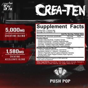 5% Nutrition CreaTEN Poudre de Créatine Saveur Push Pop 331g avec cuillère