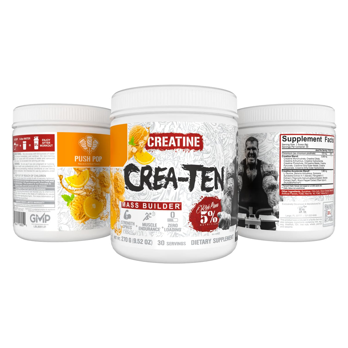 5% Nutrition CreaTEN Poudre de Créatine Saveur Push Pop 331g en utilisation