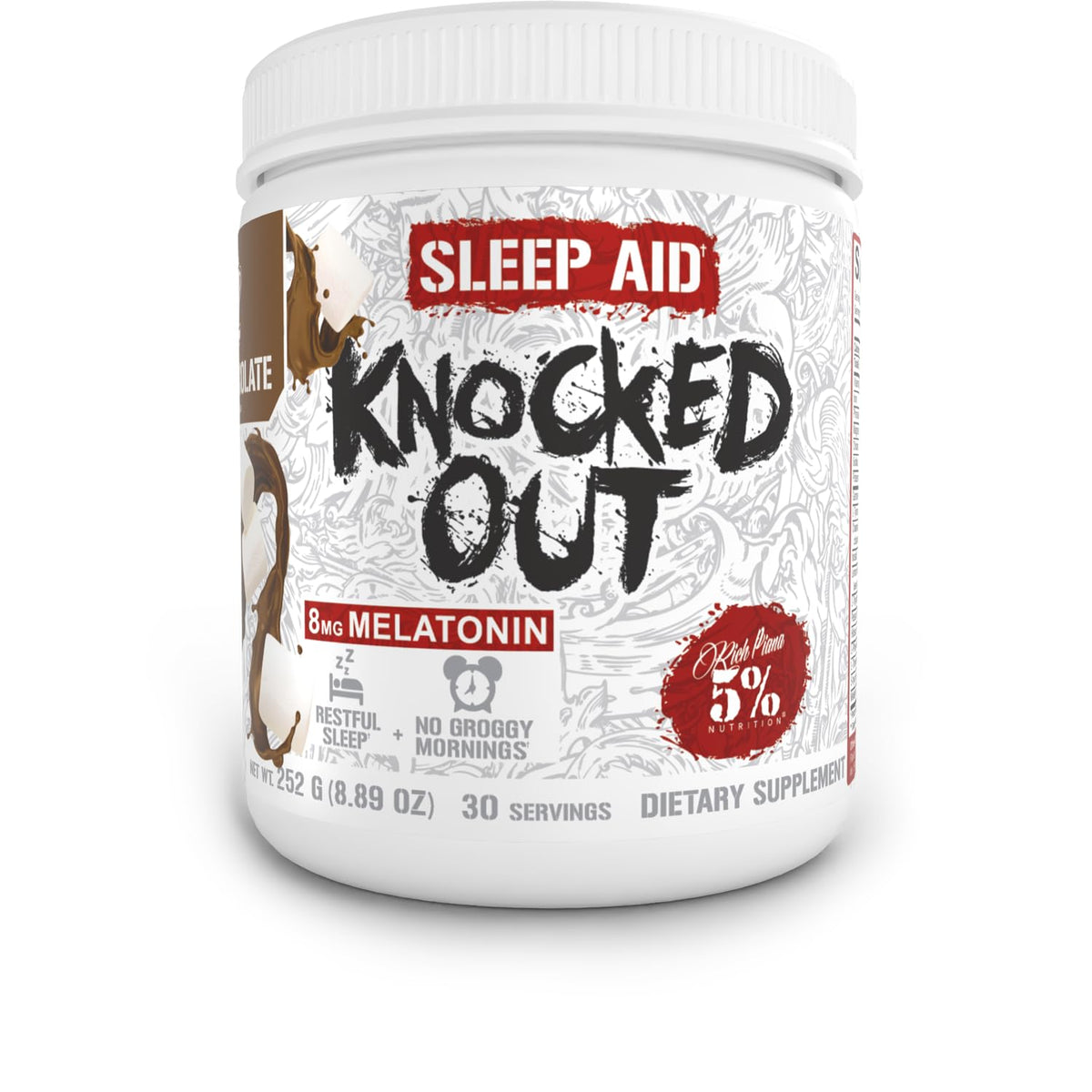 5% Nutrition Knocked Out Complément Alimentaire Sommeil Chocolat Chaud vue avant