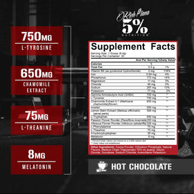 5% Nutrition Knocked Out Complément Alimentaire Sommeil Chocolat Chaud vue arrière