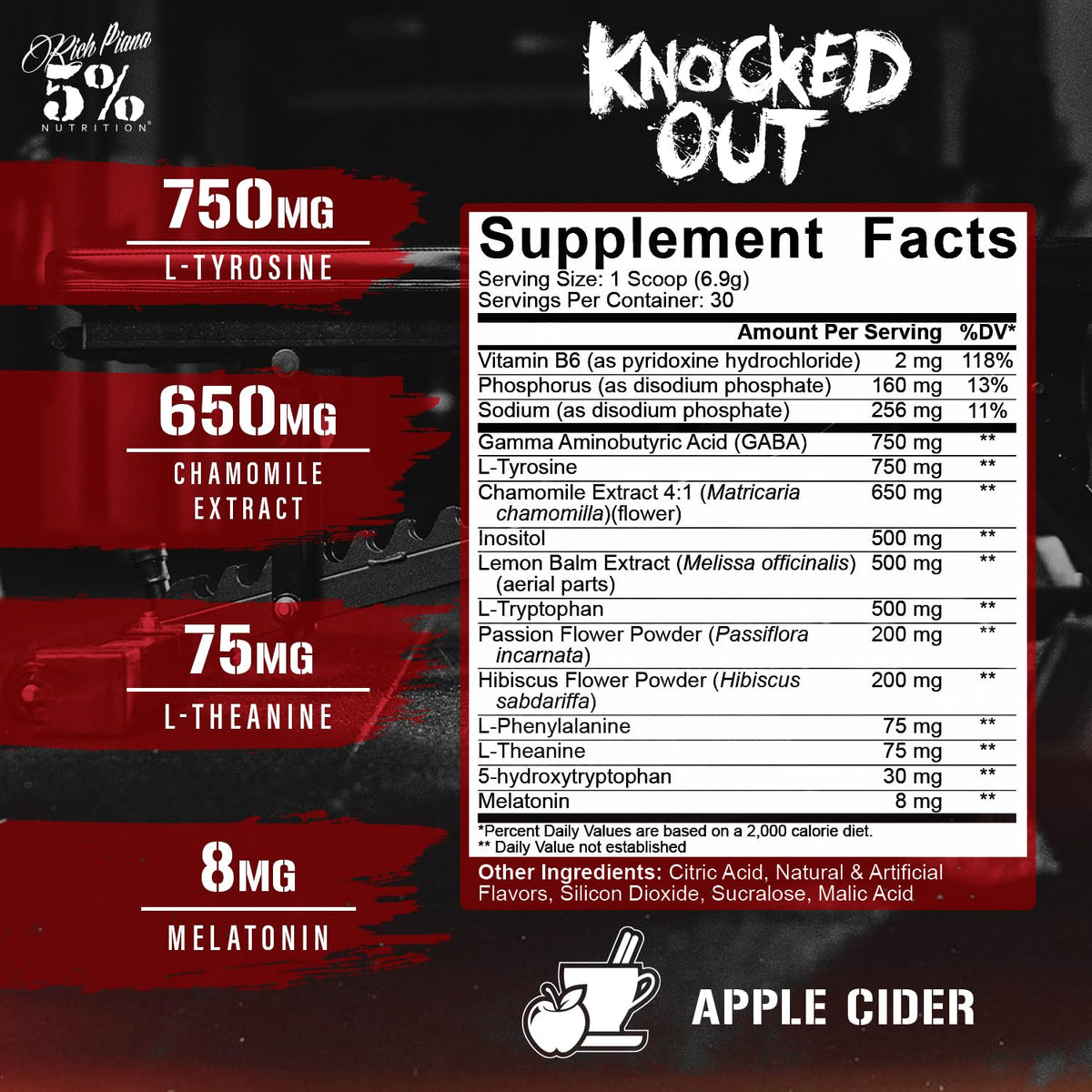 5% Nutrition Knocked Out emballage et dos du produit