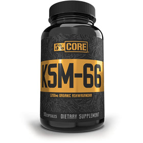 5% Nutrition KSM-66 Ashwagandha 1 200 mg avant et arrière de l'emballage