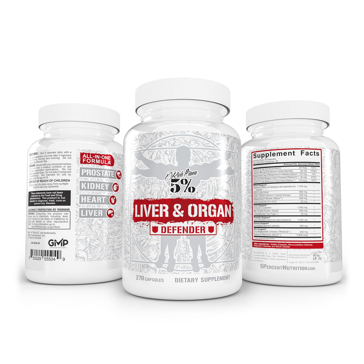 5% Nutrition Liver & Organ Defender 299g sur une table
