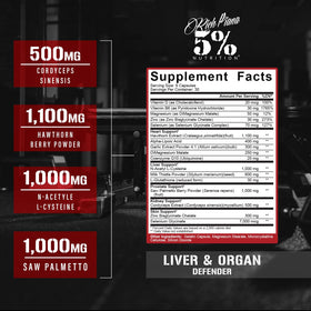 5% Nutrition Liver & Organ Defender 299g vue de dos