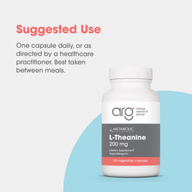 a balanced routine Maintenance L-Theanine capsules on a table