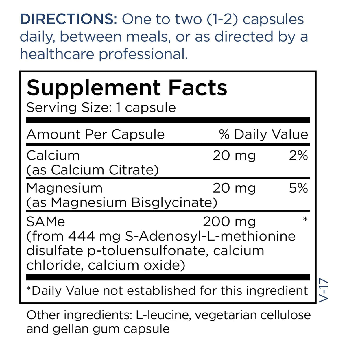 a balanced routine Maintenance Same Donneur de Méthyle 200 mg, 60 capsules, vue de dos du flacon