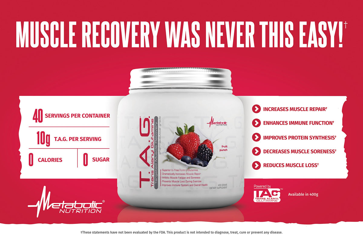 a balanced routine Nutrition TAG L-Glutamine 400g vue arrière montrant les ingrédients