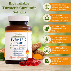 A1Vitality Curcuma NovaSOL 1000mg gélules softgel avec échelle de mesure