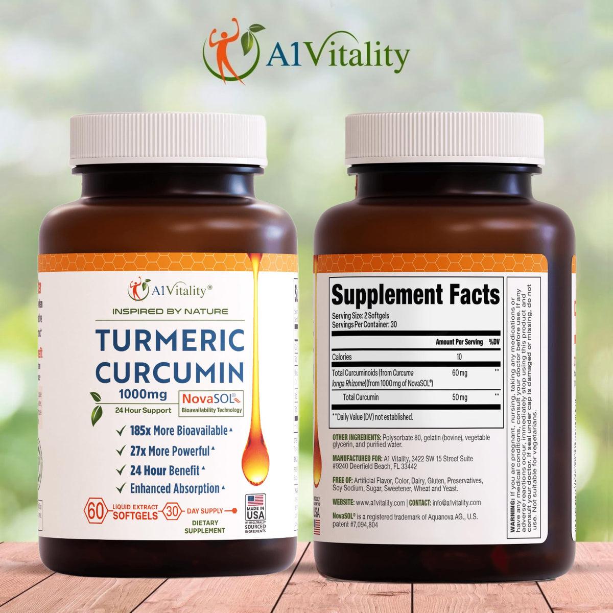 A1Vitality Curcuma NovaSOL 1000mg gélules softgel emballage
