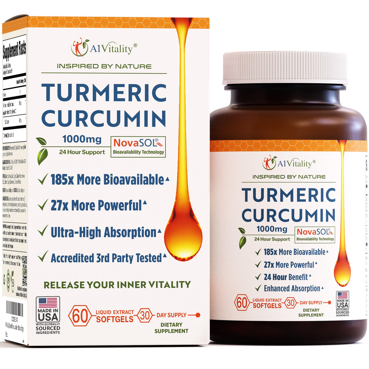 A1Vitality Curcuma NovaSOL 1000mg gélules softgel vue de face