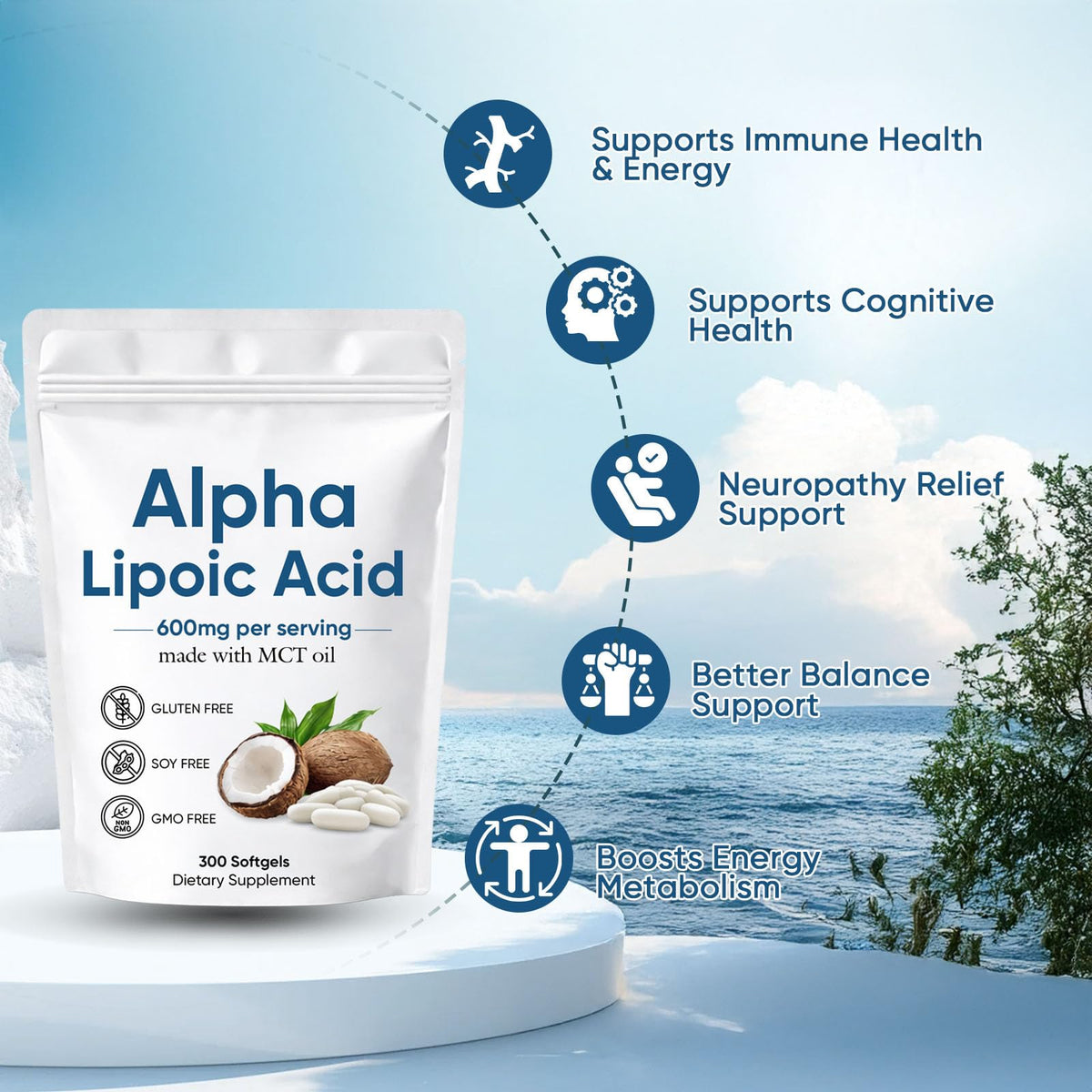 Aacnre Acide Alpha Lipoïque 600mg bouteille ouverte avec gélules