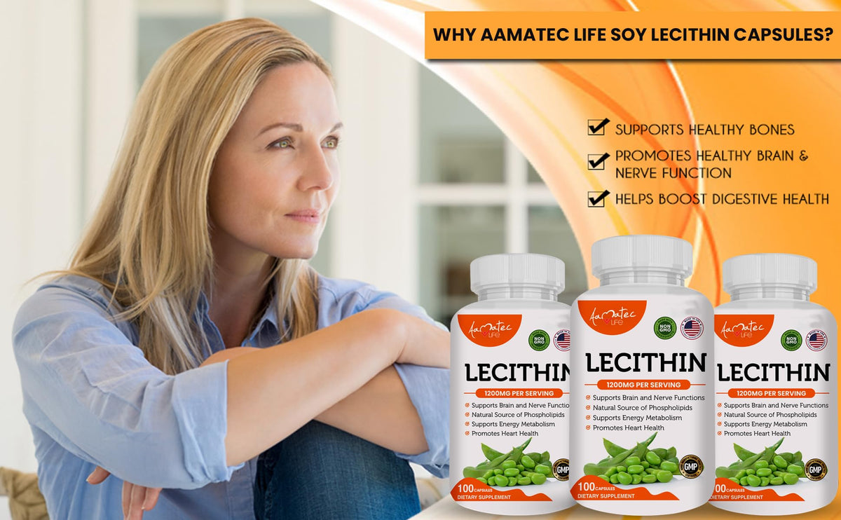 AAMATEC LIFE Capsules de Lécithine 1200mg, étiquette du produit