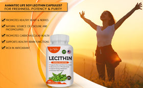 AAMATEC LIFE Capsules de Lécithine 1200mg, flacon ouvert