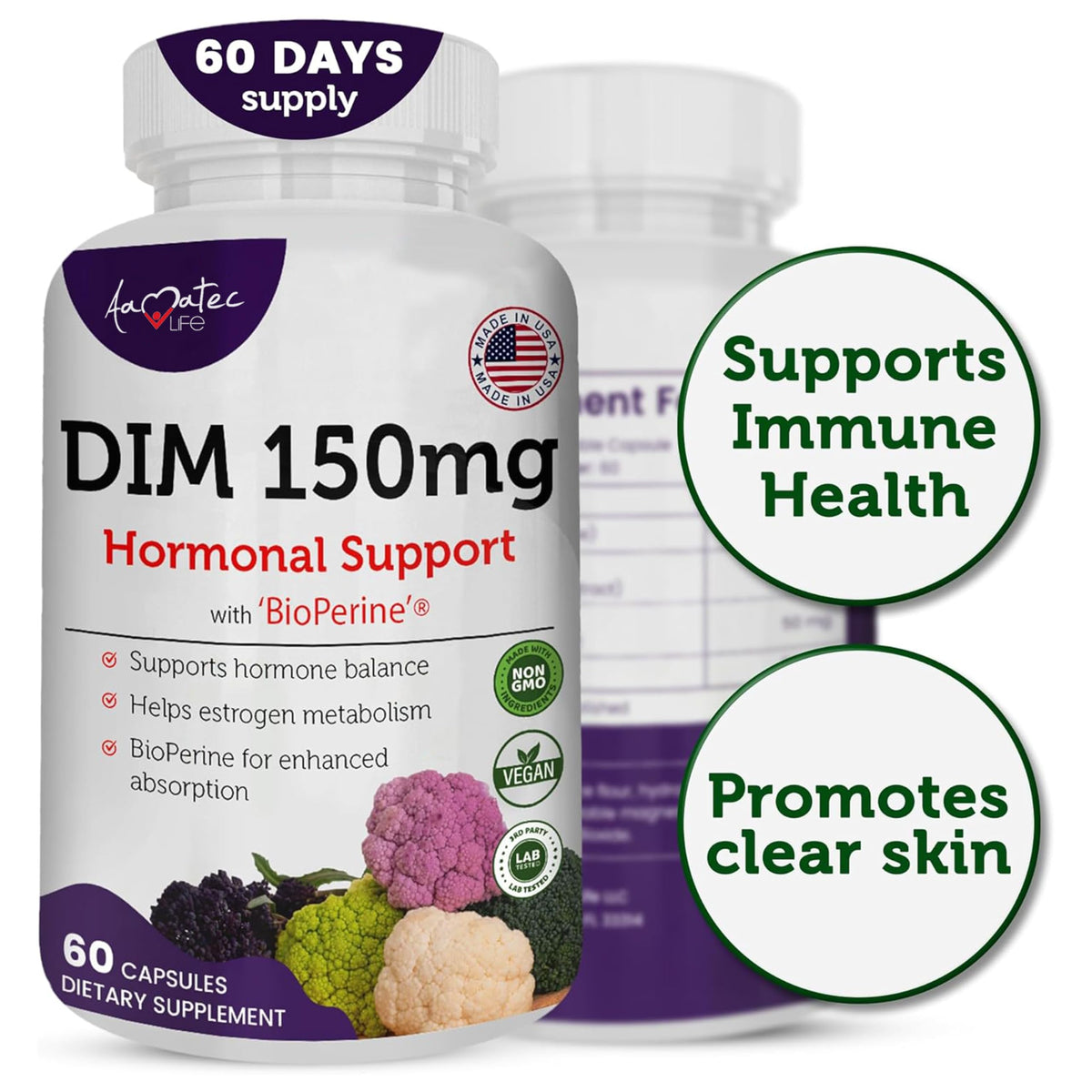 AAMATEC LIFE Complément DIM Complex 150mg capsules en main