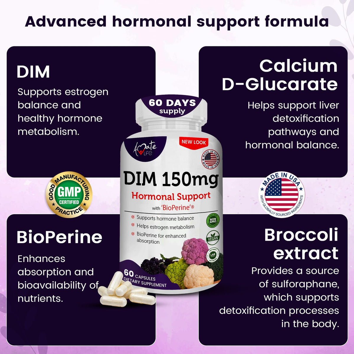 AAMATEC LIFE DIM Complex 150mg capsules avec une main tenant la bouteille