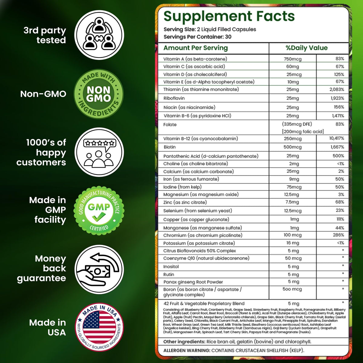 AAMATEC LIFE Multivitamines Quotidiennes bottle side view