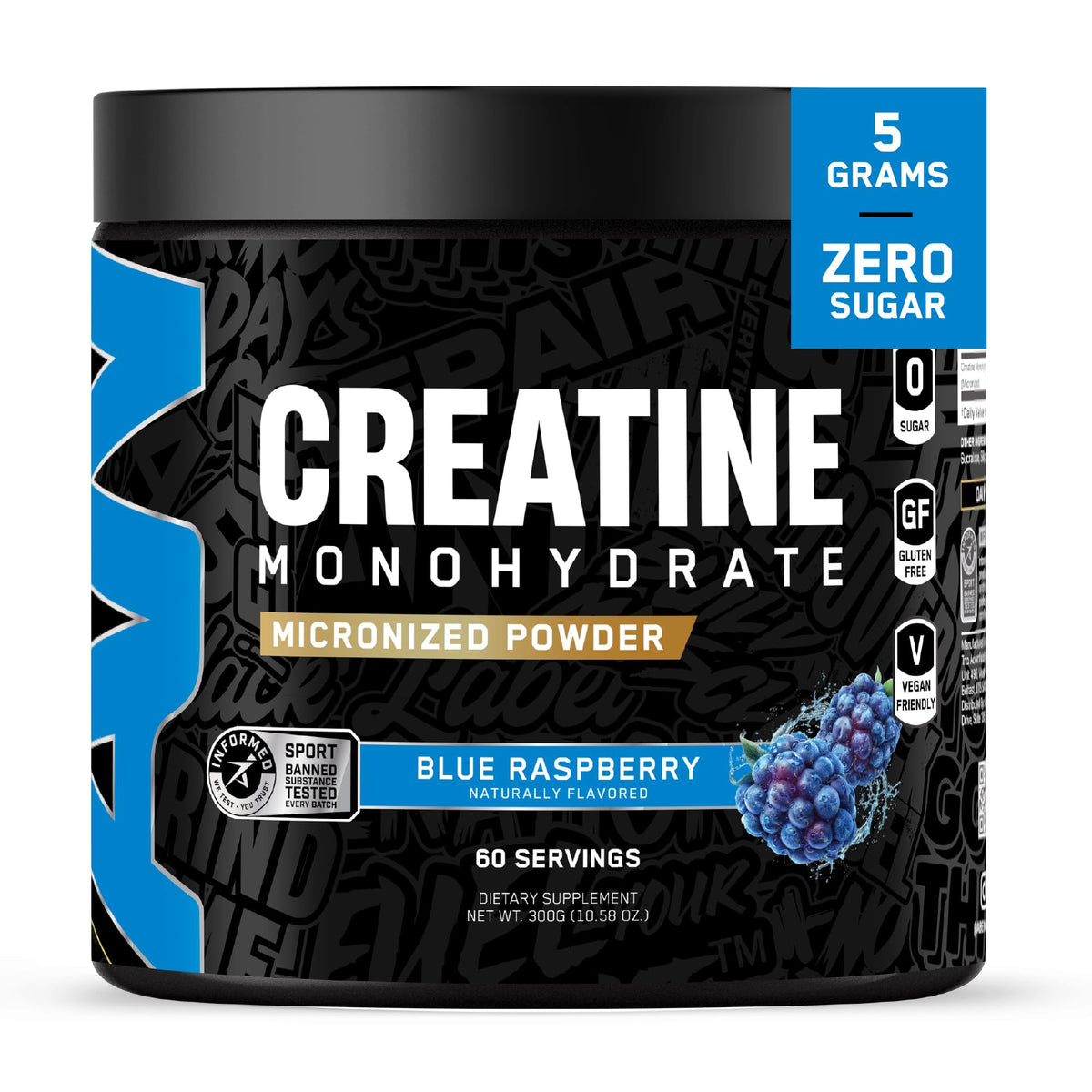 ABE all black everything Créatine Monohydrate Blue Razz avant de l'ouvrir