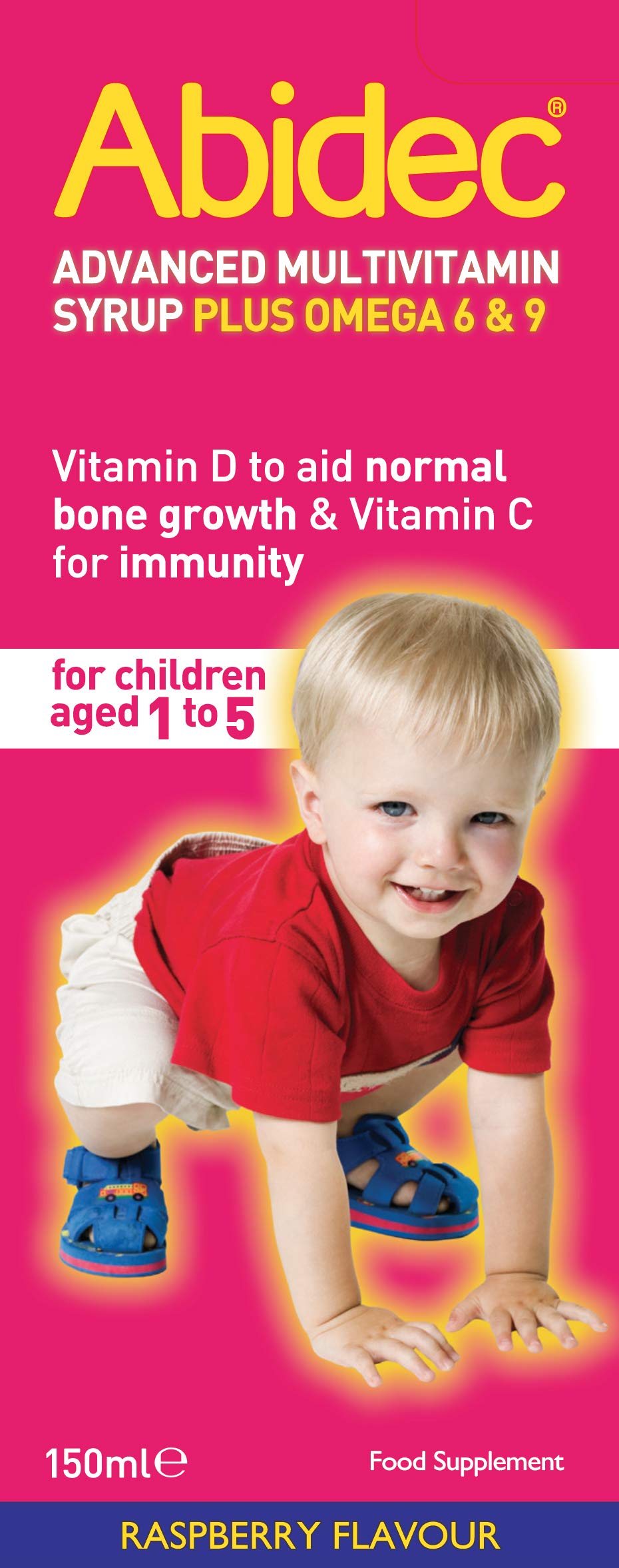 Abidec Sirop Multivitaminé Enfants 150 ml saveur framboise, vue avant