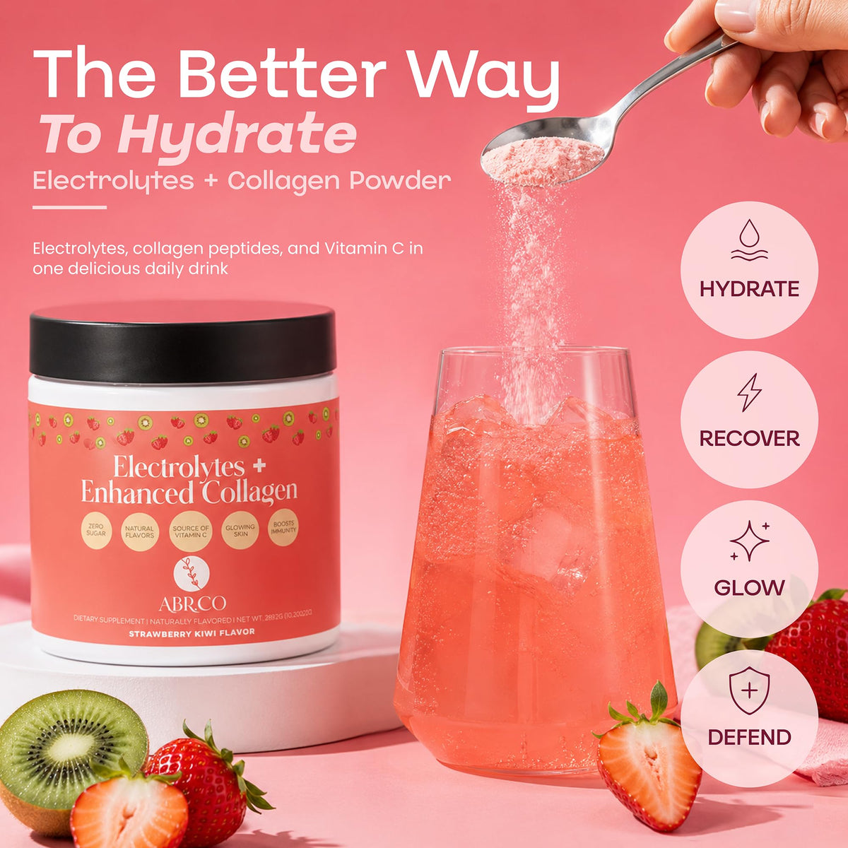 ABR.CO Poudre d'Électrolytes avec Collagène et Vitamine C, emballage
