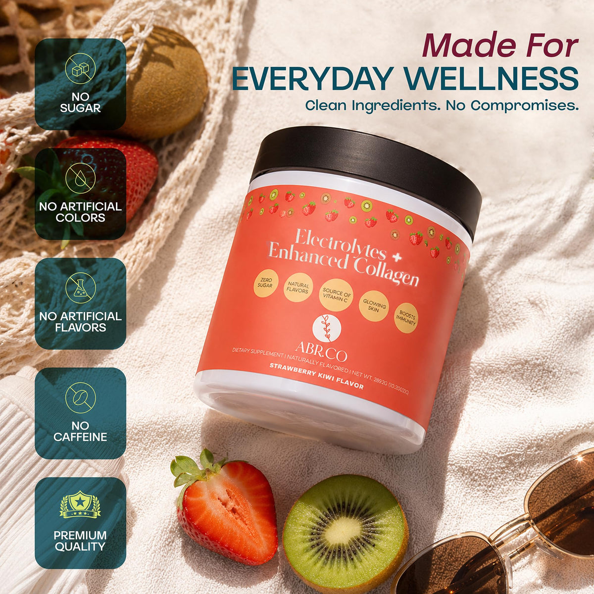 ABR.CO Poudre d'Électrolytes avec Collagène et Vitamine C, vue arrière