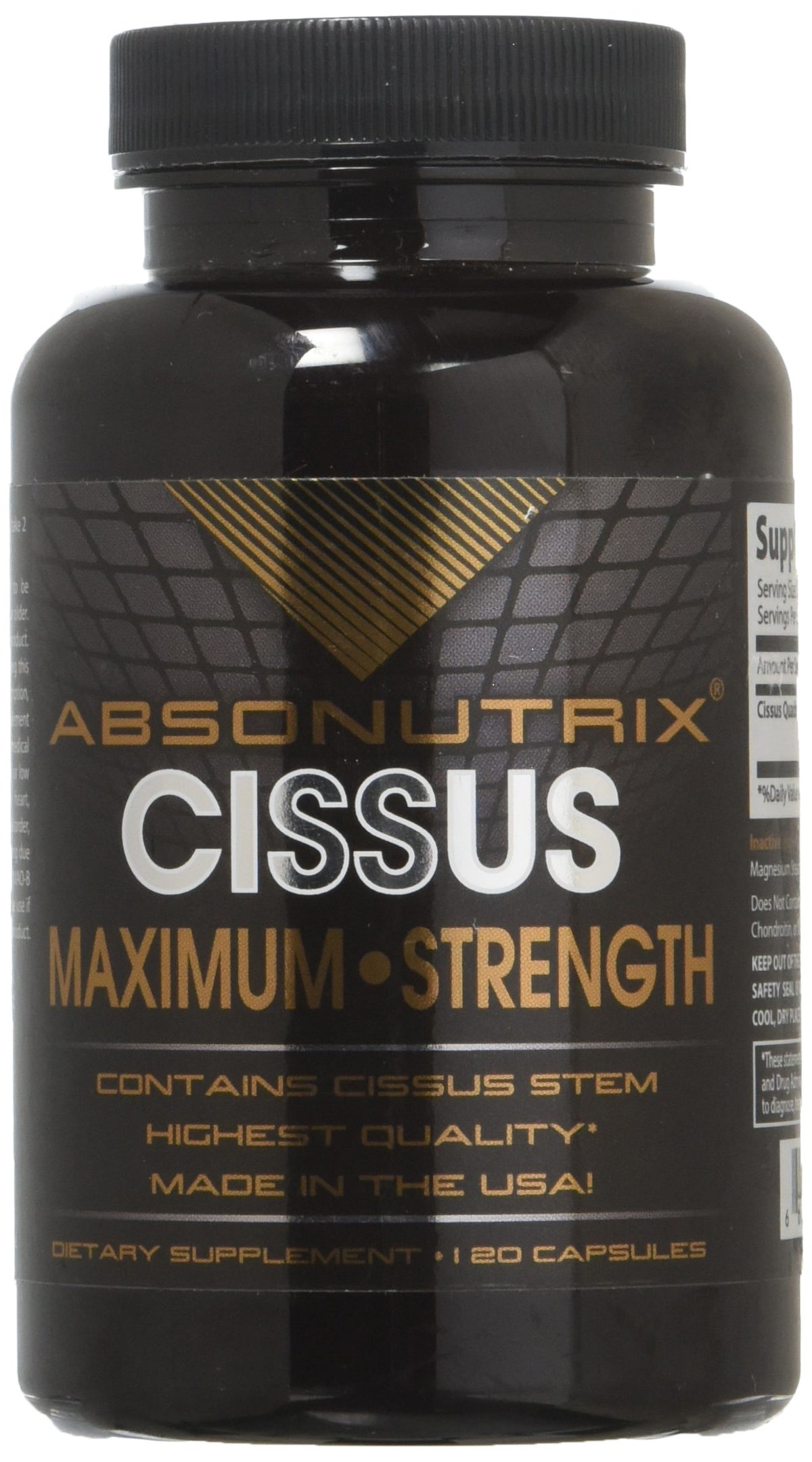 Absonutrix Cissus Quadrangularis 1600mg capsules on a wooden table