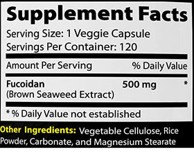 Absonutrix Fucoidan bouteille ouverte avec capsules à proximité