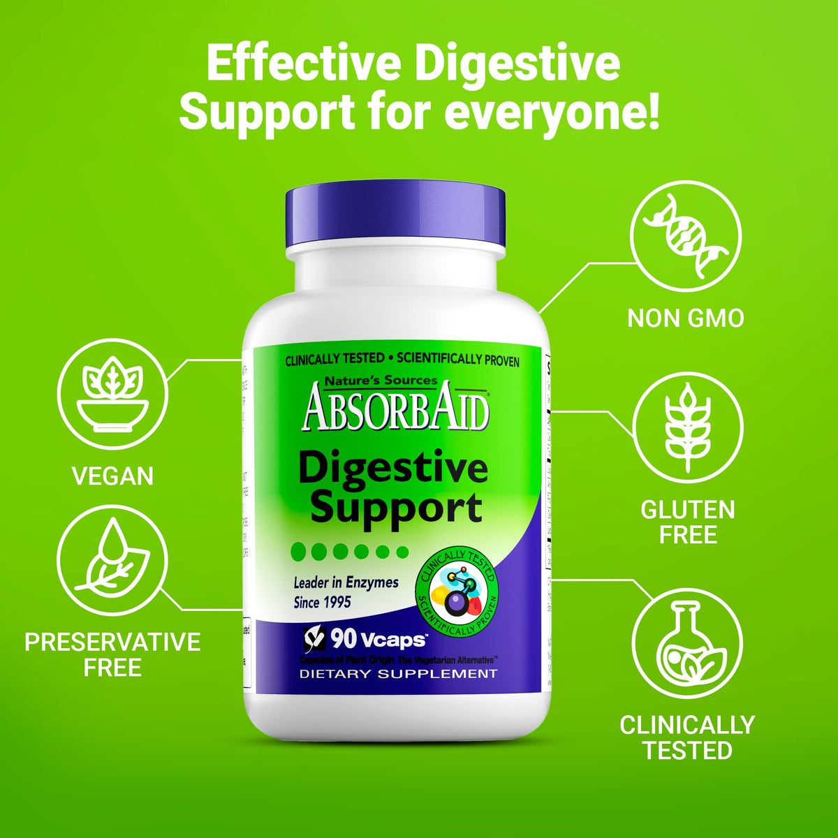 AbsorbAid Complément Alimentaire Multi-Enzymes 90 Vcaps côté
