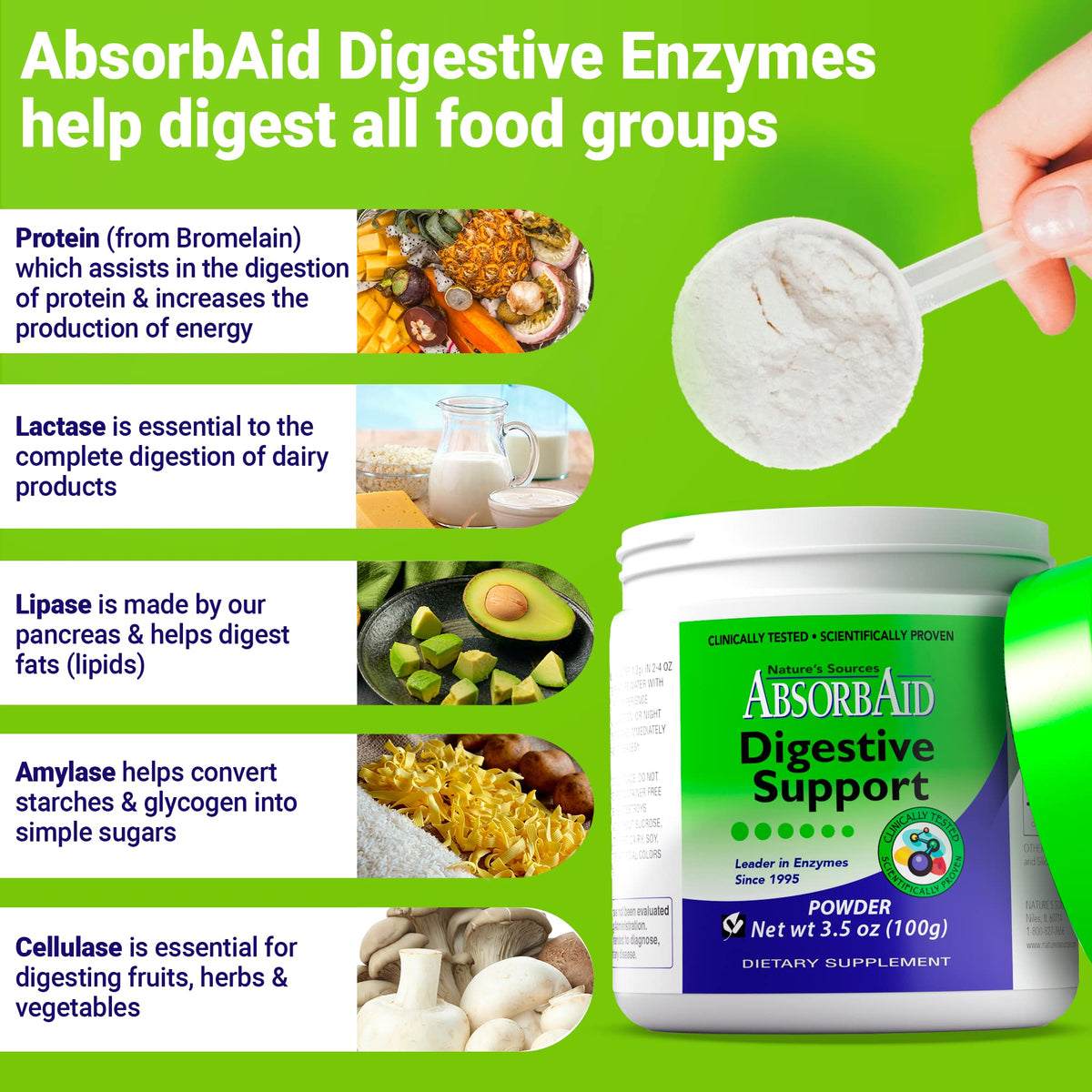 AbsorbAid Enzymes daily 100g - ingrédients sur l'étiquette