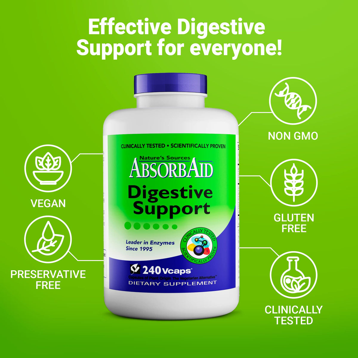AbsorbAid Enzymes daily, vue arrière du flacon