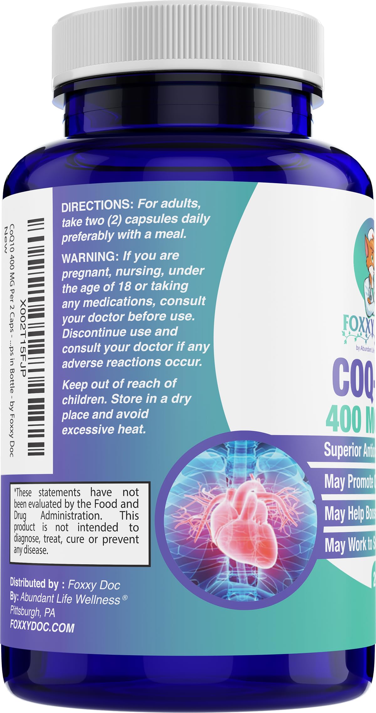 Abundant Life Wellness CoQ10 400 mg étiquette du produit