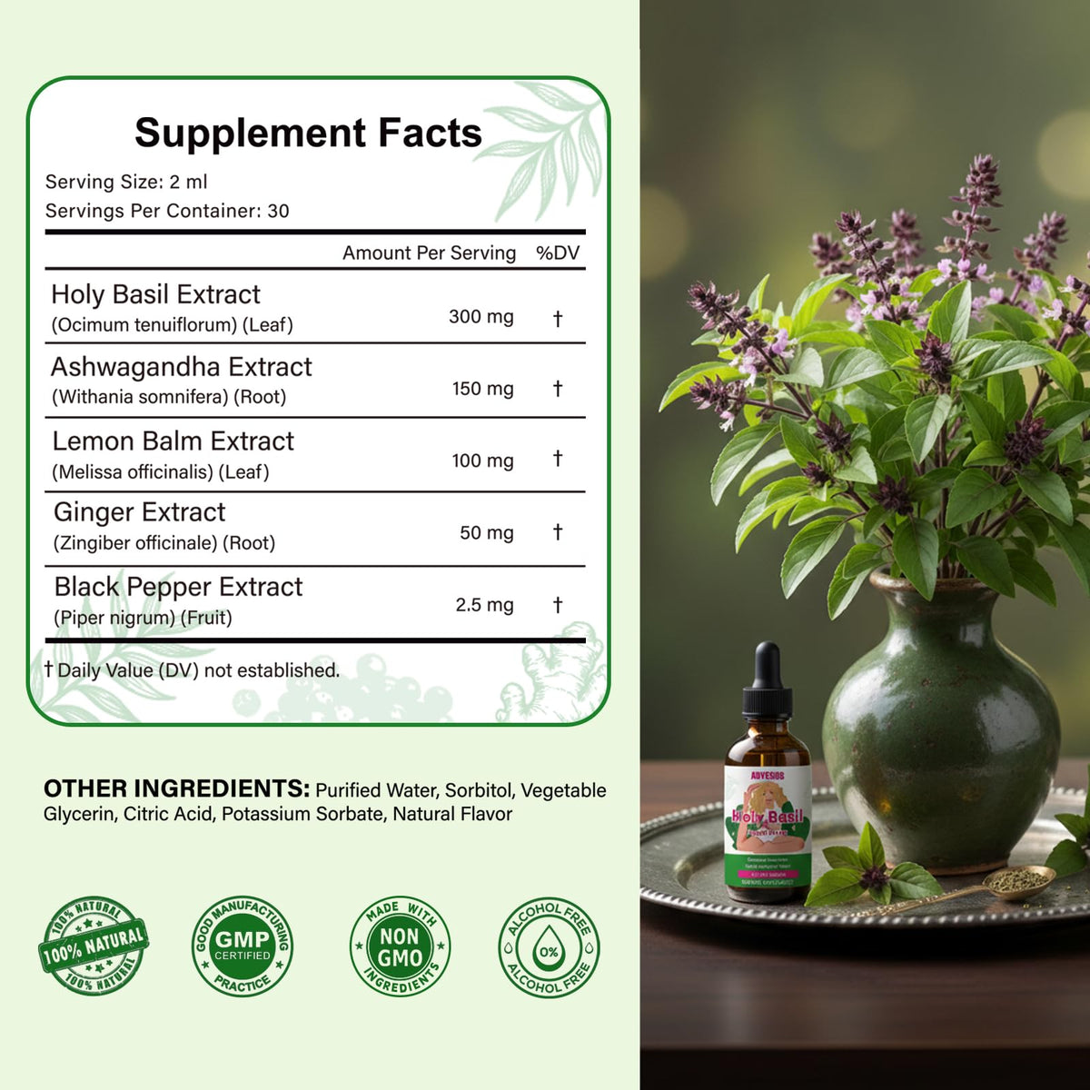 ABYSSUS Basilic Sacré 300mg flacon sur table