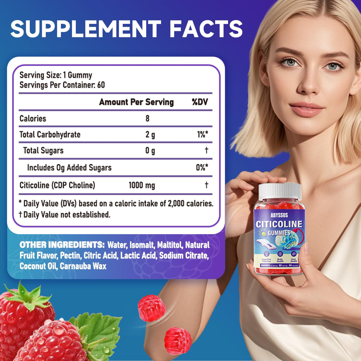 ABYSSUS Gummies Citicoline 1000mg vue de côté