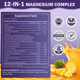 ABYSSUS Gummies Complex Magnésium 12-en-1, gummies à l'ananas