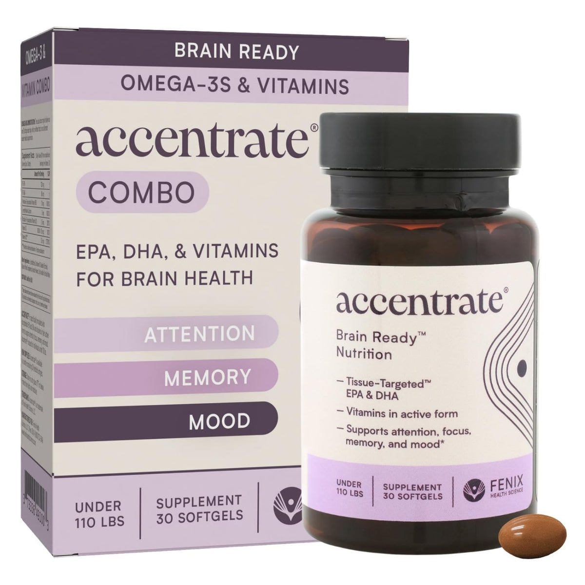 Accentrate complément alimentaire pour le cerveau 41g, face avant