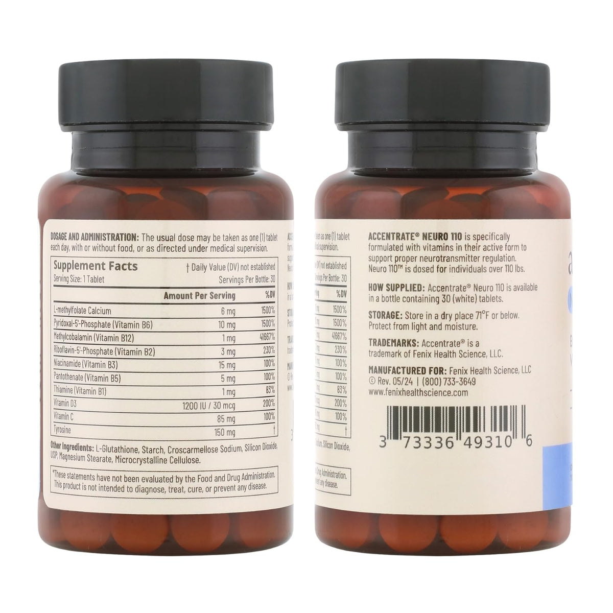 Accentrate Neuro B-Complex Methylé, taille du produit en main