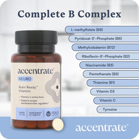 Accentrate Neuro Complément B Complex Complet ouvert avec capsules visibles