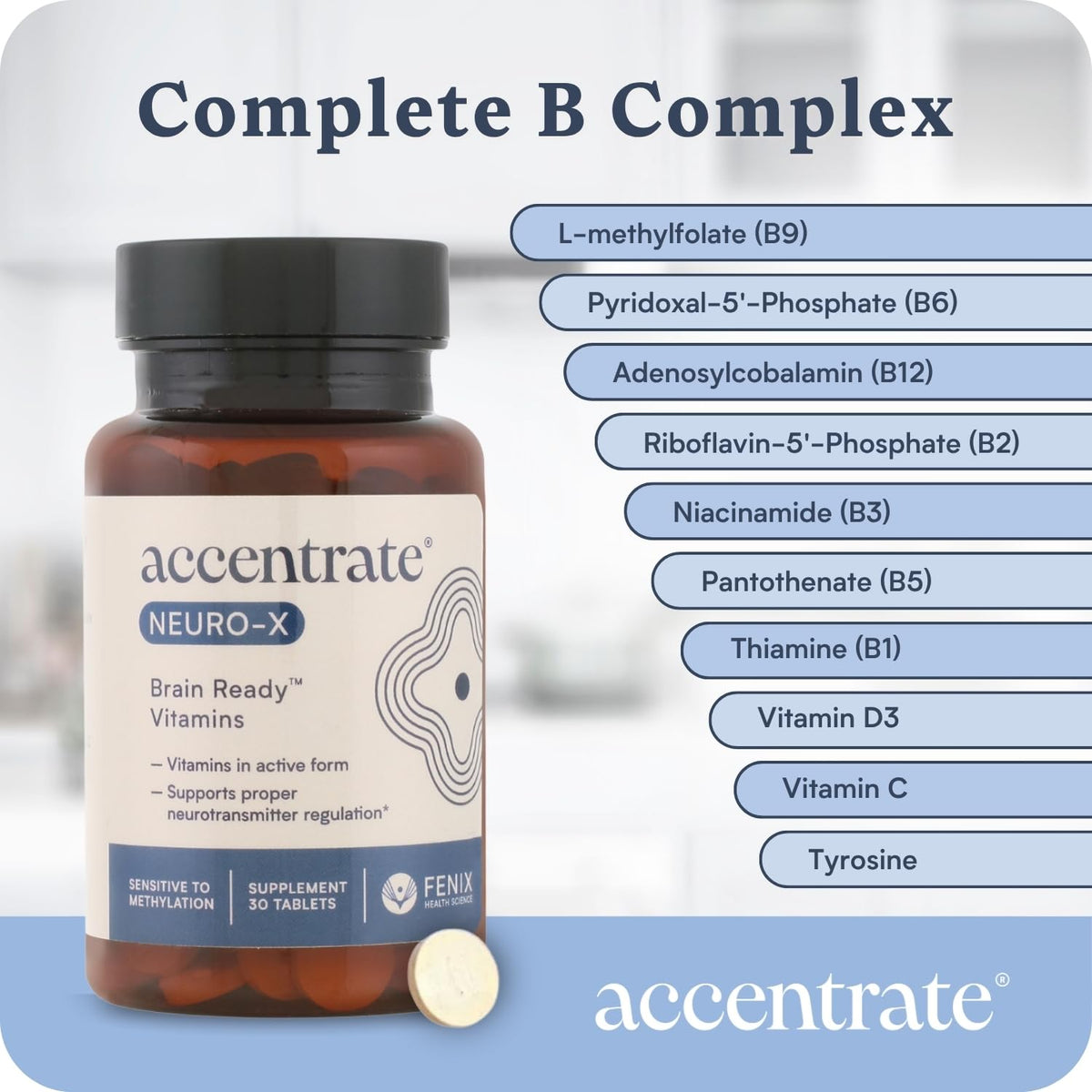 Accentrate Neuro X boîte avec un fond naturel