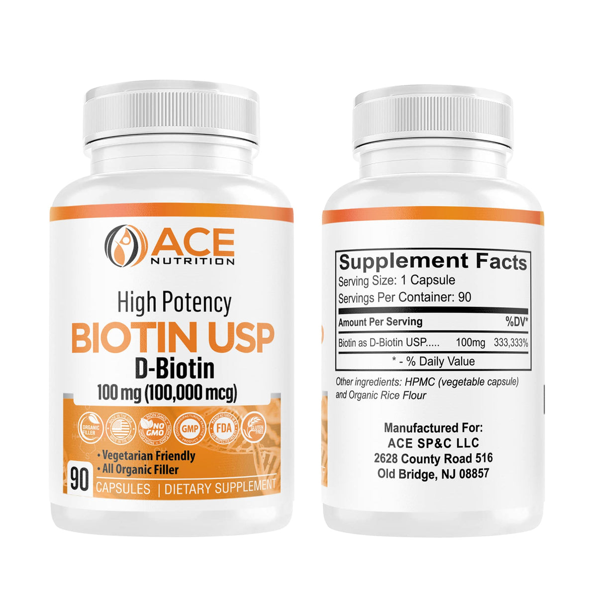 ACE NUTRITION Biotine Haute Puissance 100mg avec des légumes frais