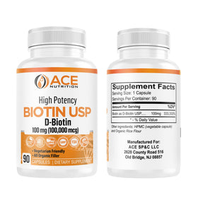 ACE NUTRITION Biotine Haute Puissance 100mg avec des légumes frais