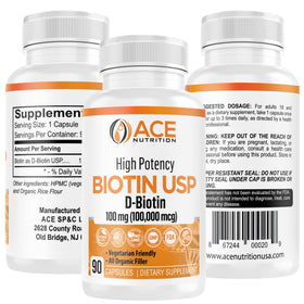ACE NUTRITION Biotine Haute Puissance 100mg bouteille vue de face