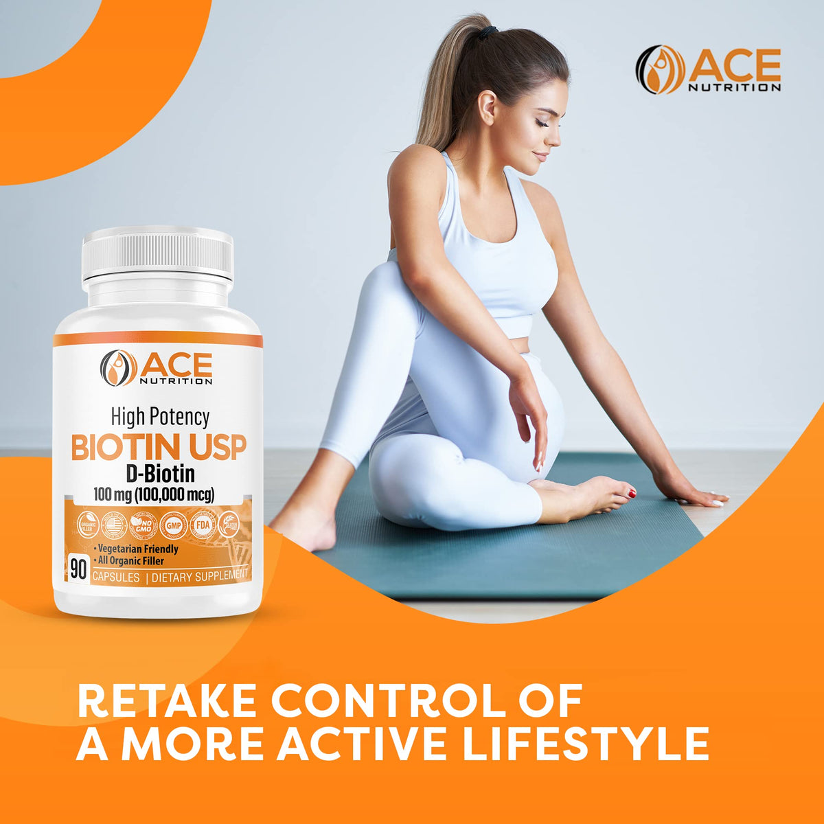 ACE NUTRITION Biotine Haute Puissance 100mg étiquette avec ingrédients