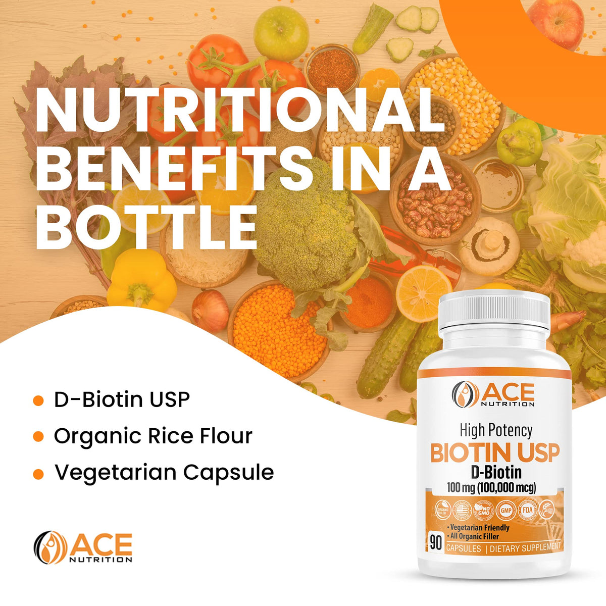 ACE NUTRITION Biotine Haute Puissance 100mg vue de côté