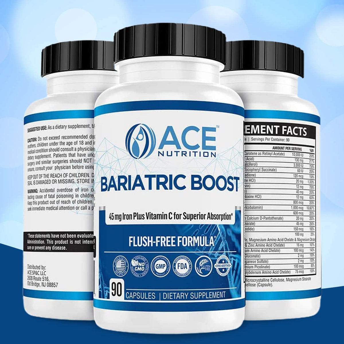 ACE NUTRITION Multivitamine Bariatric 90 Capsules avec dosage