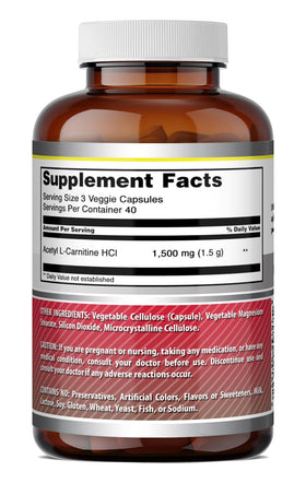 Acétyl L-Carnitine 1500 mg Amazing Nutrition, gélules en gros plan