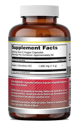 Acétyl-L-Carnitine Amazing Nutrition avec capsules ouvertes