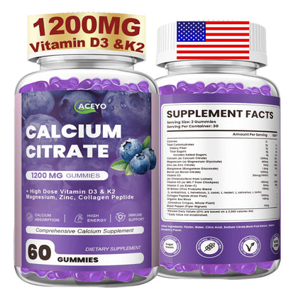 ACEYO Calcium Citrate Gummies 1200mg packaging front view